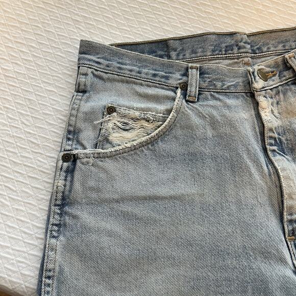 Wrangler Denim High Rise Cut Off Women Shorts Size 32 Festival Western Rodeo - Picture 3 of 11